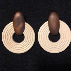 Handmade Wooden Straw Weave Earrings